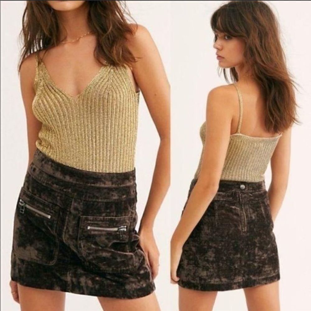 Free People Dust To Dust Velvet Skirt